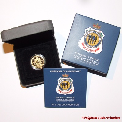 2016 1/4oz $25 Gold Proof Coin - RSL Centenary